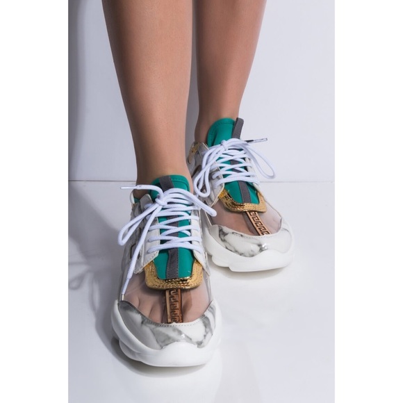 Cape Robbin Athena Marble Clear Sneakers 9 - Picture 3 of 10